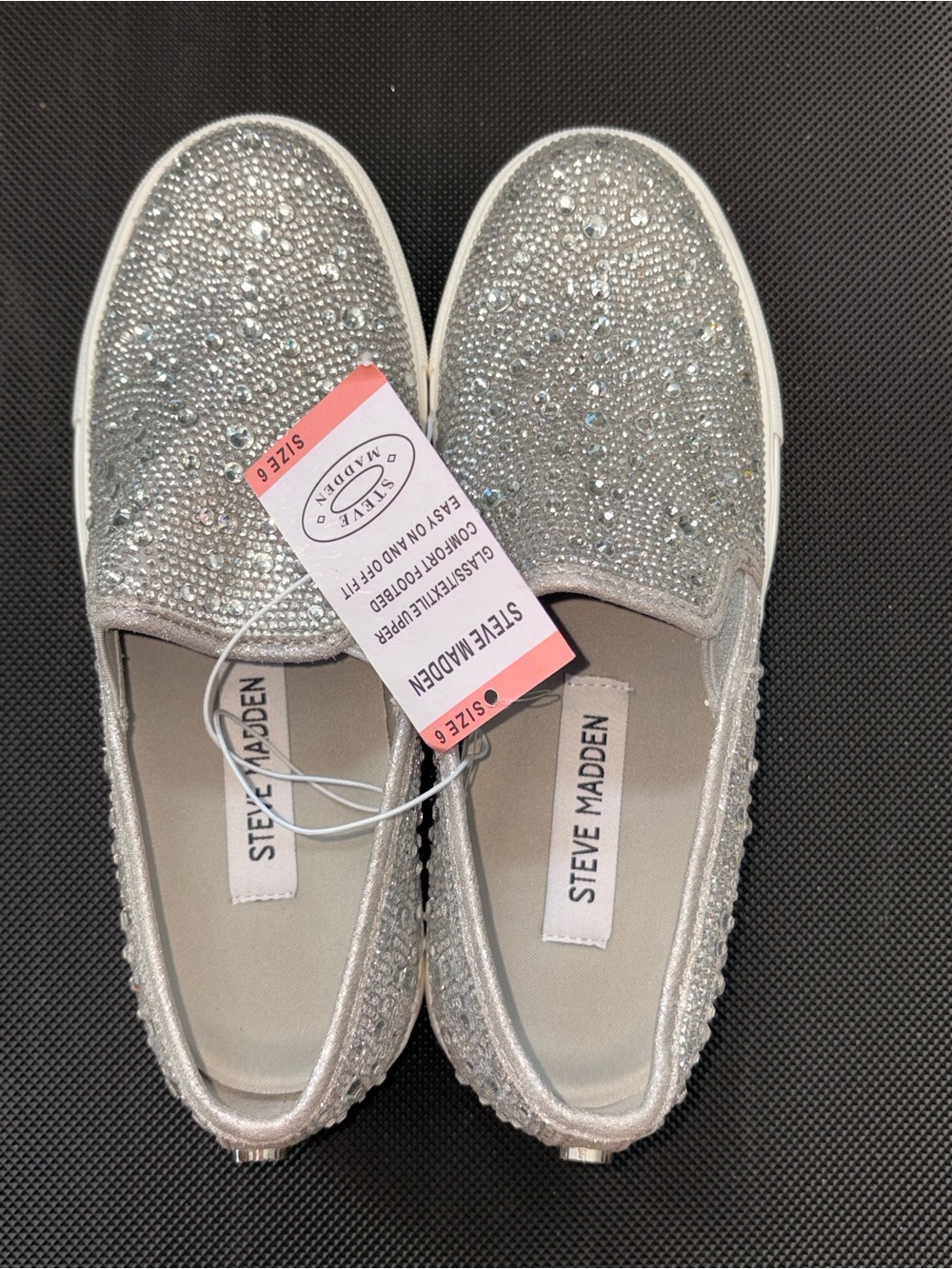 Steve Madden Silver Crystal-Embellished Slip-On Mules